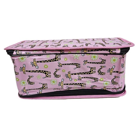 Pet Carrier, Pink with Giraffes Print - Picture 5 of 7